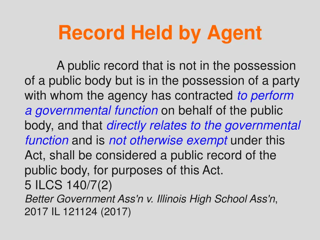 record held by agent