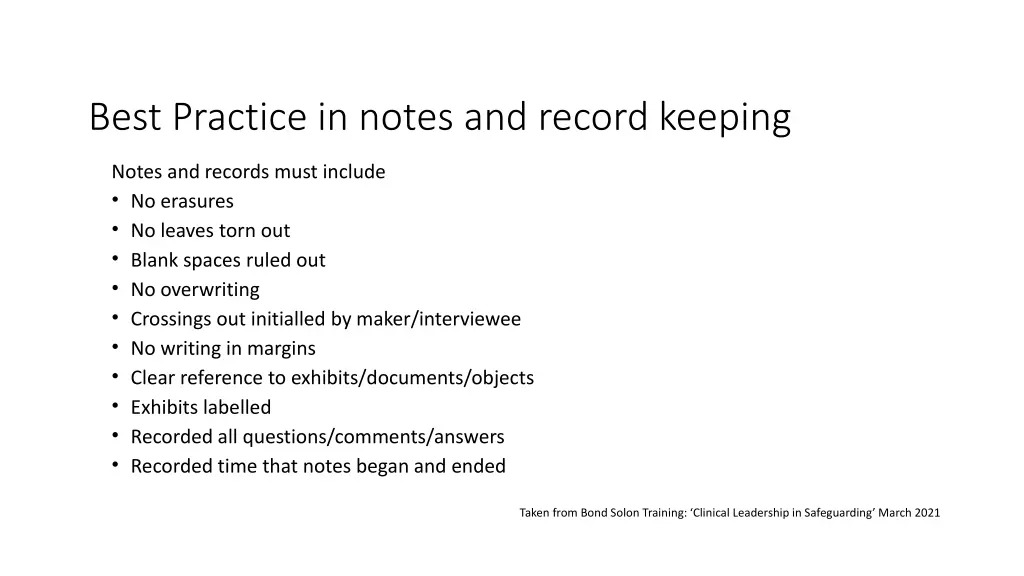 best practice in notes and record keeping 1