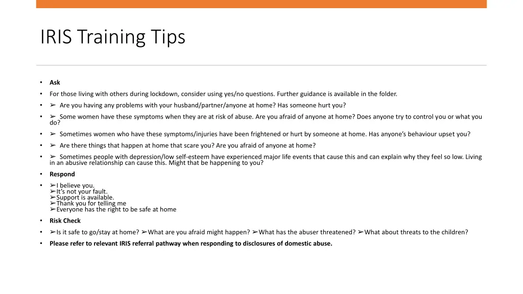 iris training tips