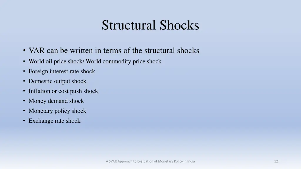 structural shocks