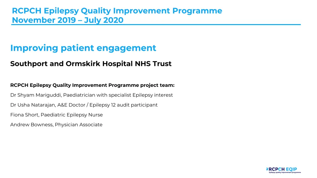 rcpch epilepsy quality improvement programme