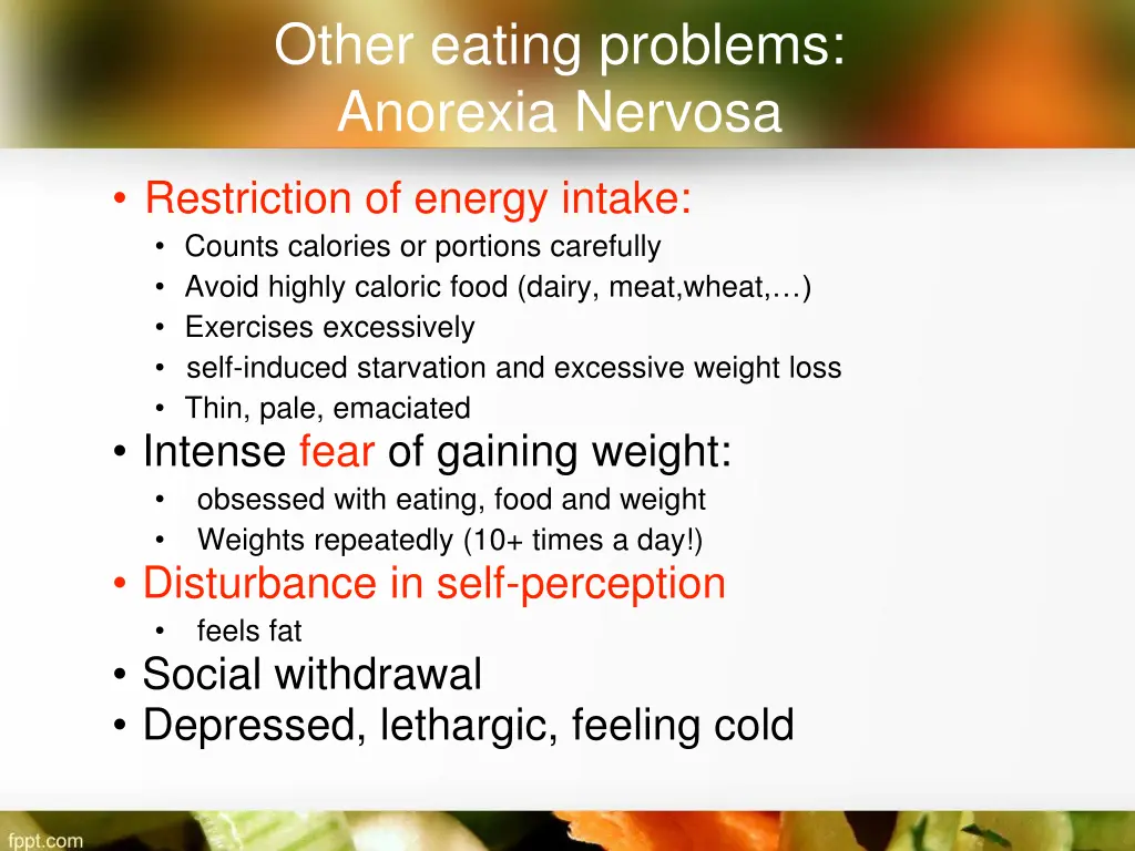 other eating problems anorexia nervosa