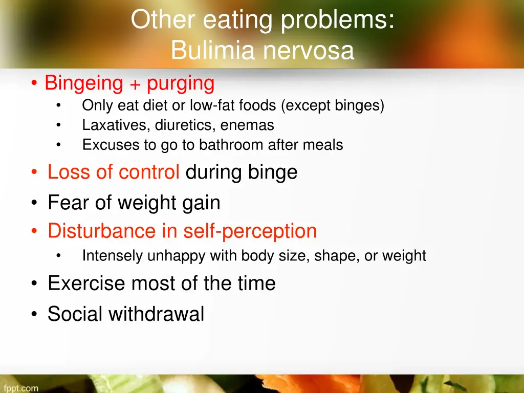 other eating problems bulimia nervosa bingeing