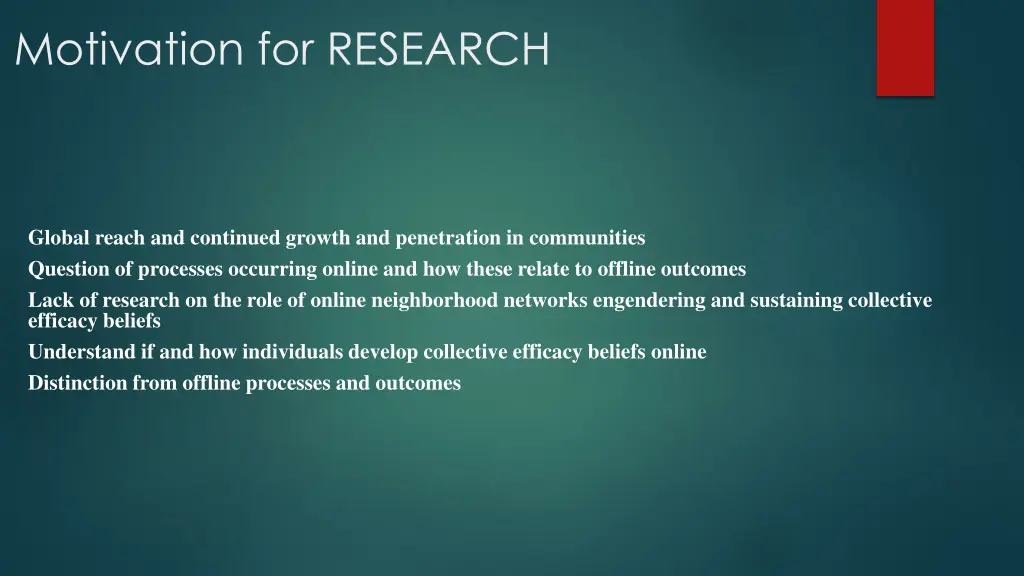 motivation for research