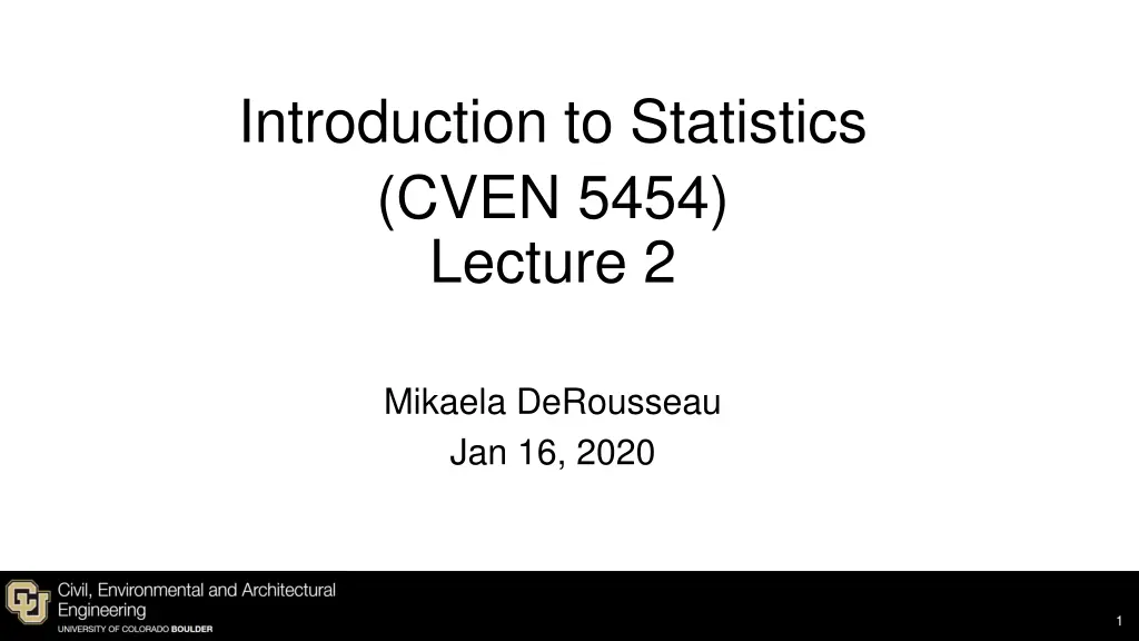 introduction to statistics cven 5454 lecture 2