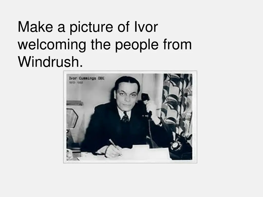 make a picture of ivor welcoming the people from