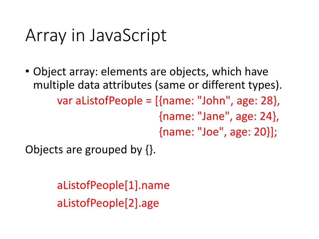 array in javascript 1
