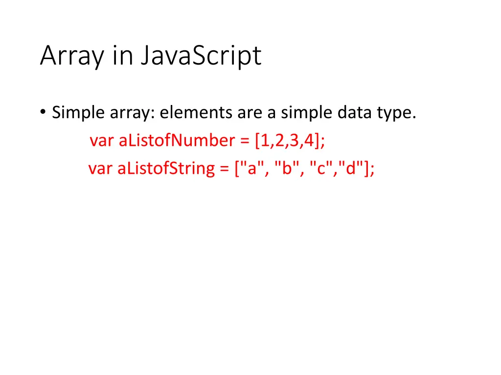 array in javascript