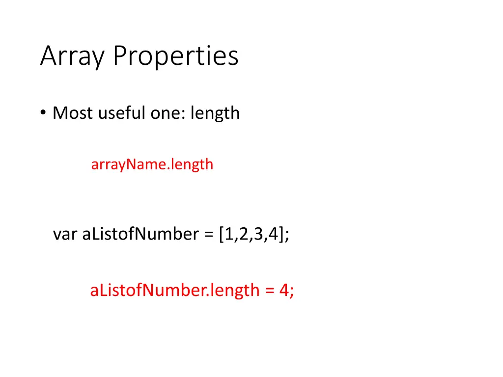 array properties