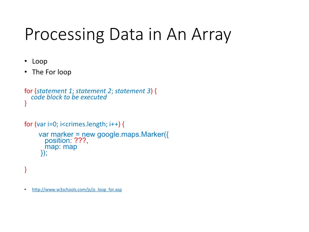 processing data in an array