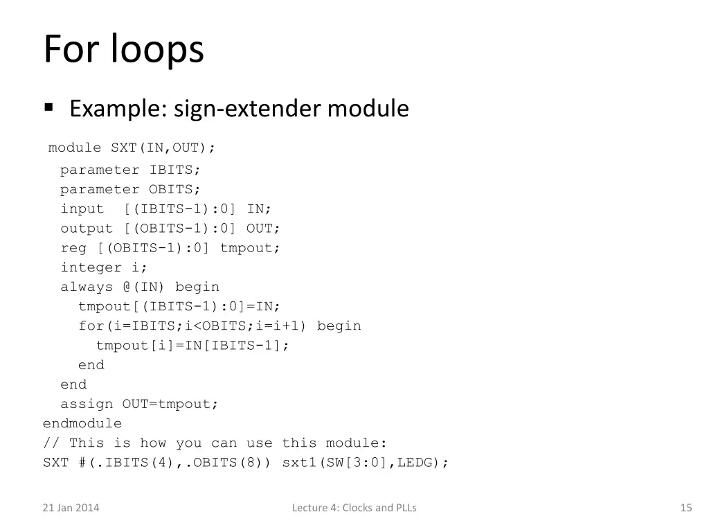 for loops