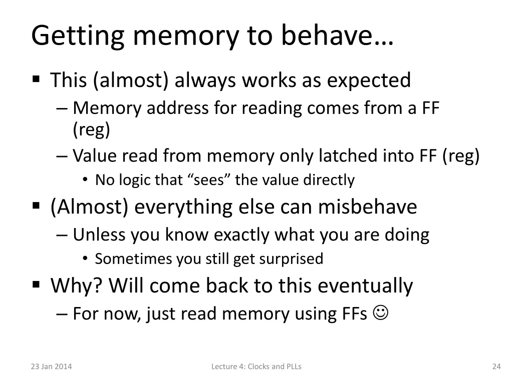 getting memory to behave