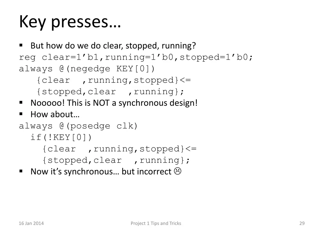 key presses