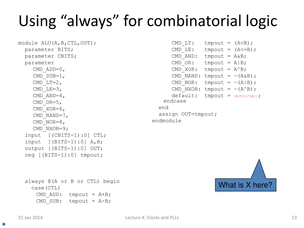 using always for combinatorial logic 1