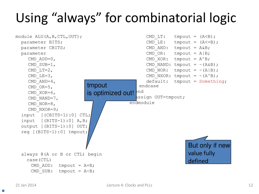 using always for combinatorial logic