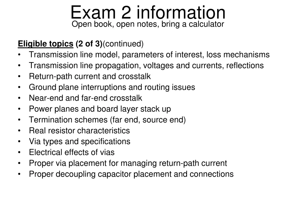 exam 2 information open book open notes bring 1
