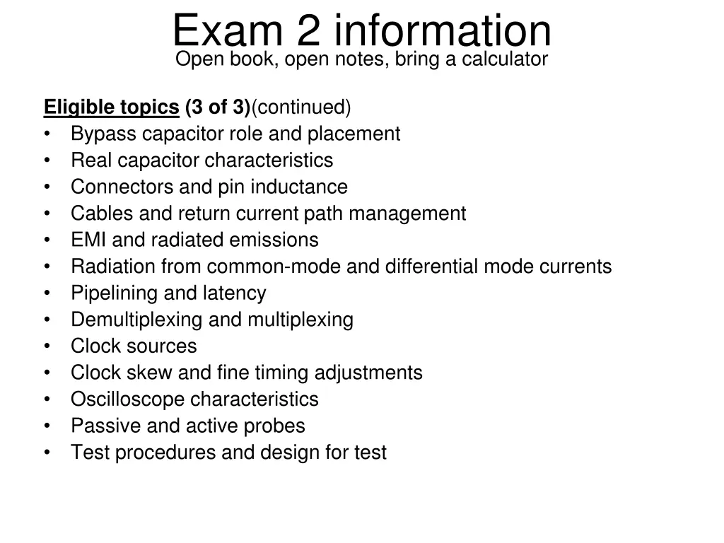 exam 2 information open book open notes bring 2