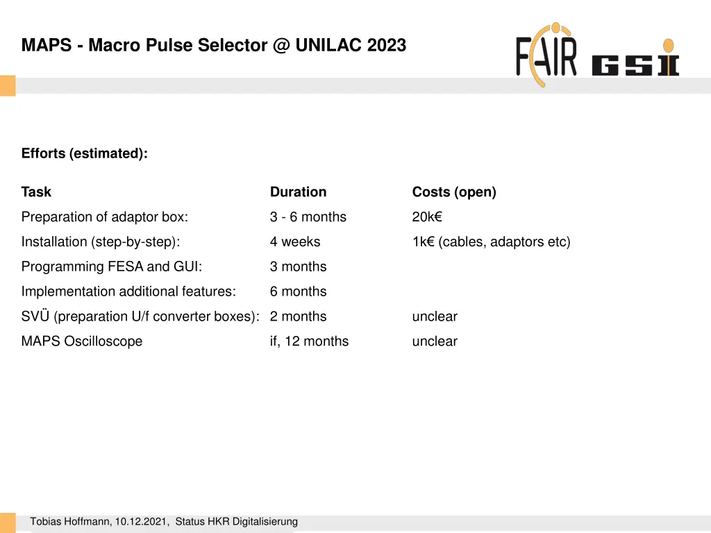 maps macro pulse selector @ unilac 2023