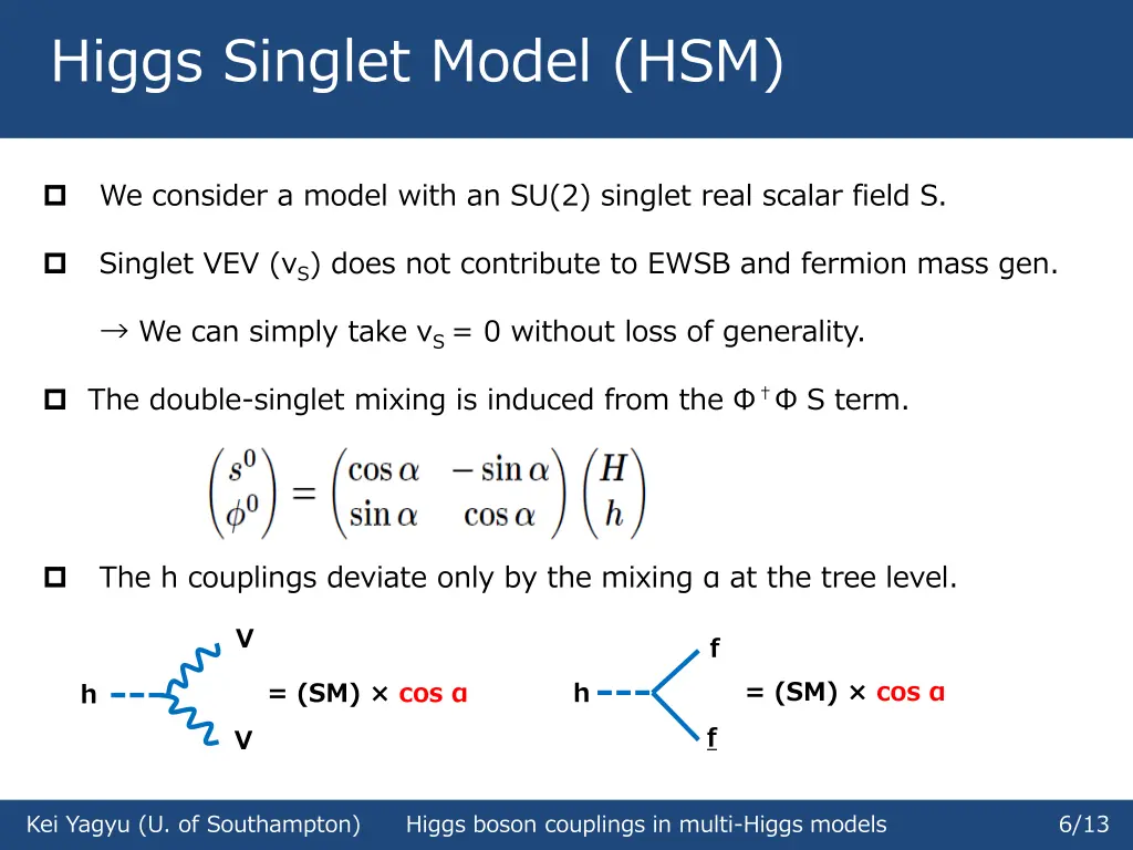 higgs singlet model hsm
