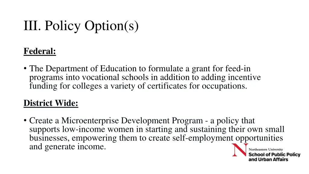 iii policy option s 1