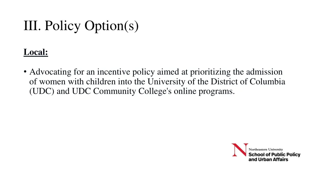 iii policy option s 2