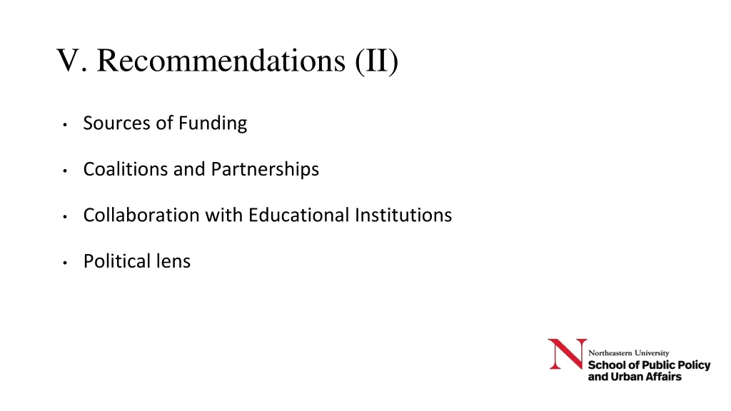 v recommendations ii