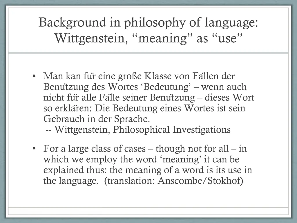 background in philosophy of language wittgenstein