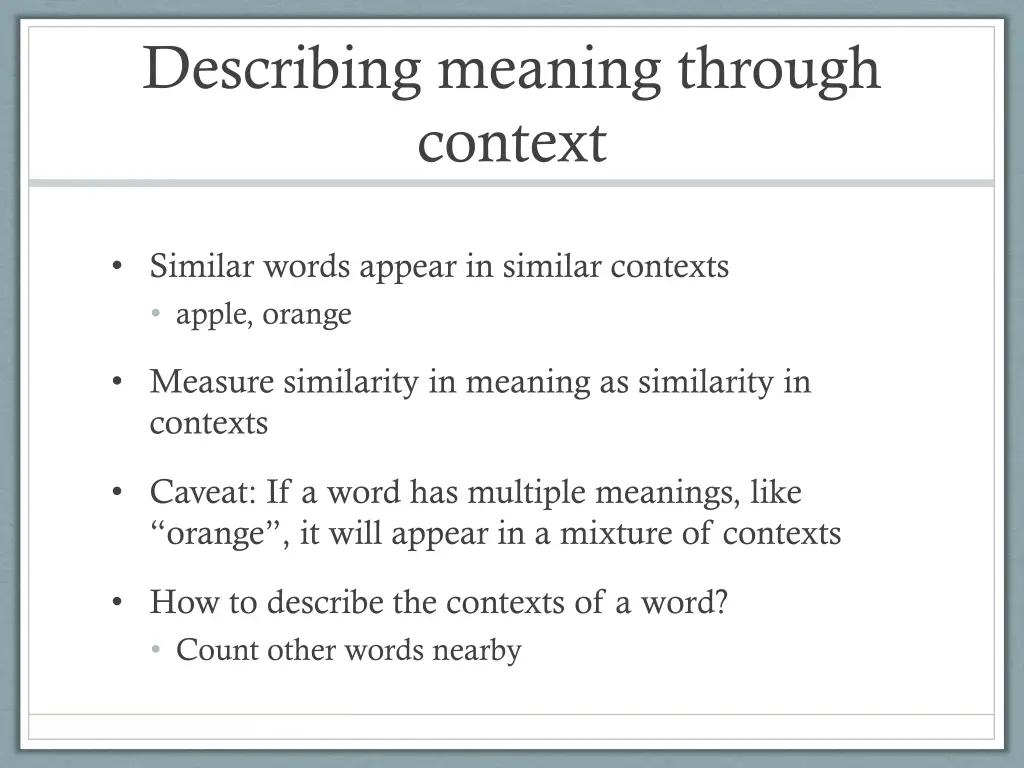describing meaning through context