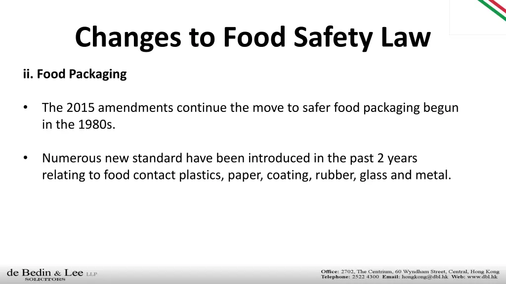 changes to food safety law 1