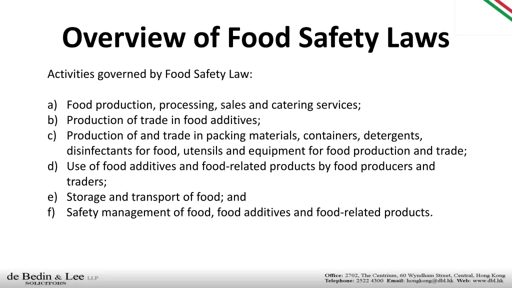 overview of food safety laws 1