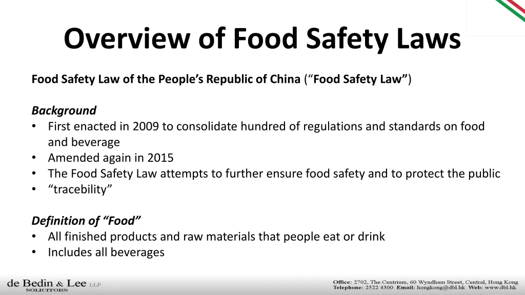 overview of food safety laws