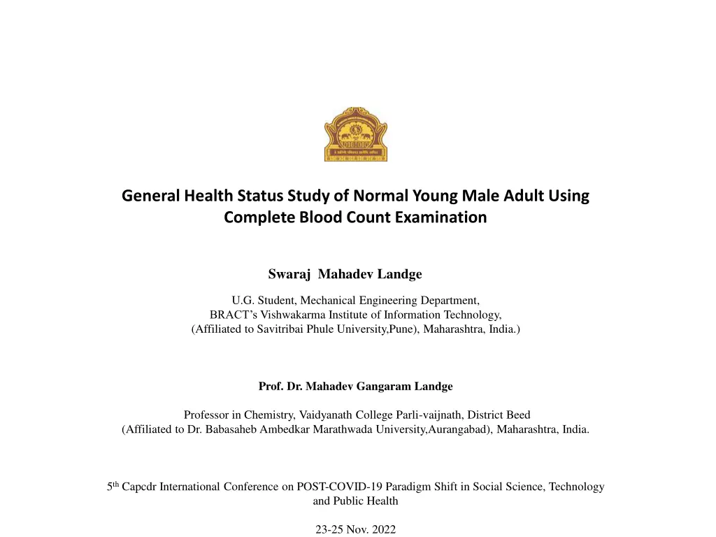 general health status study of normal young male