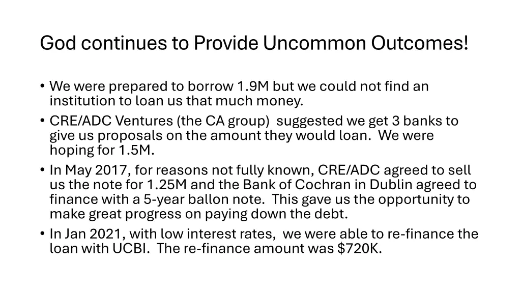 god continues to provide uncommon outcomes
