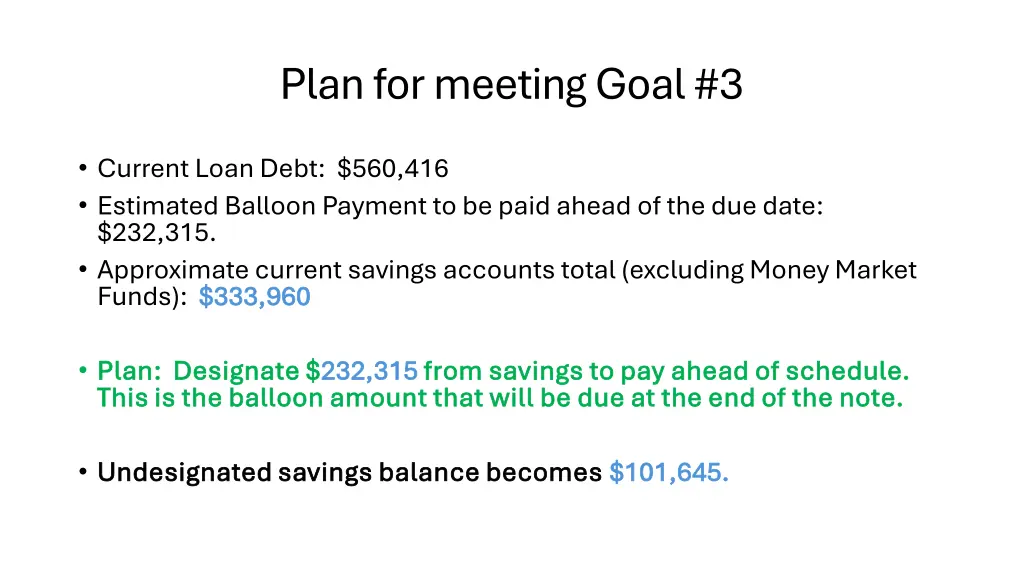 plan for meeting goal 3
