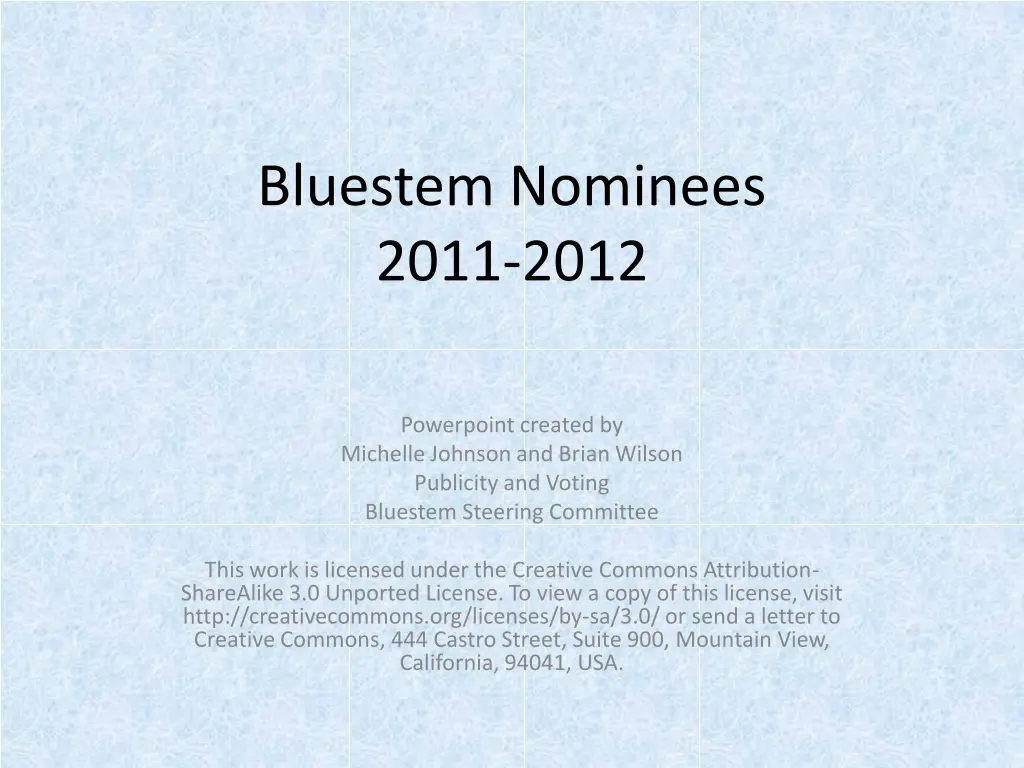 bluestem nominees 2011 2012