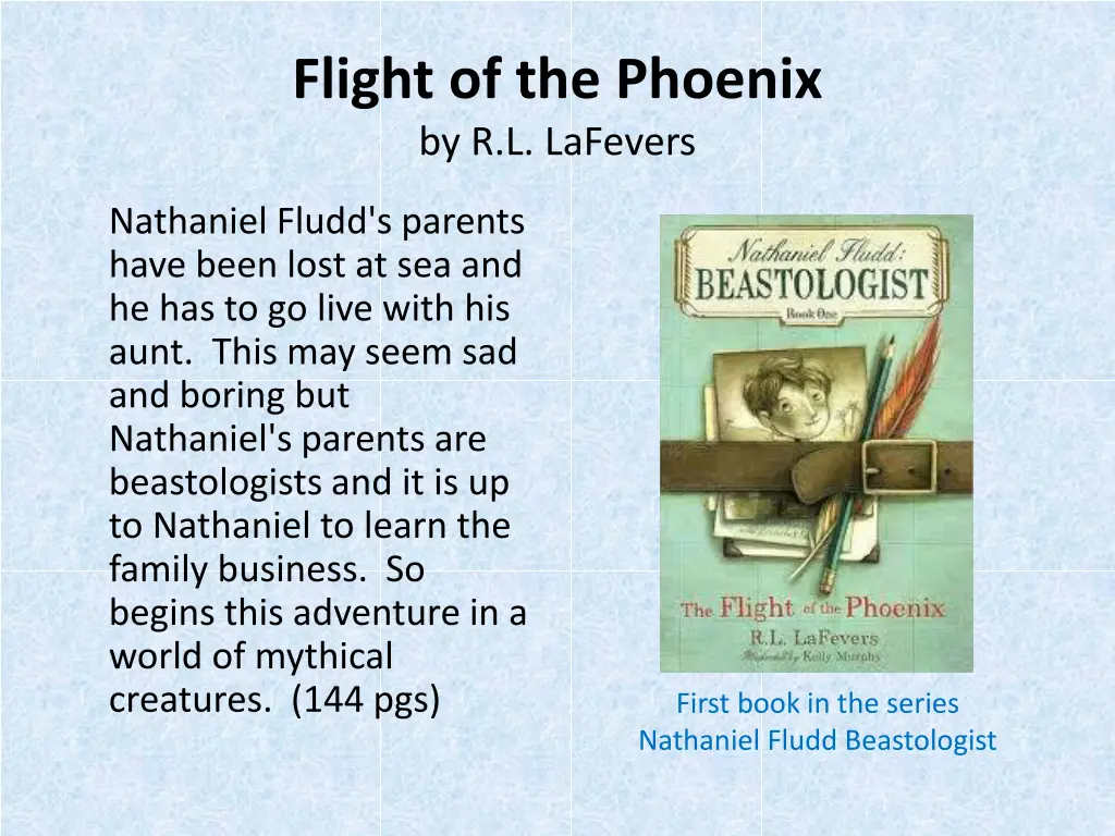 flight of the phoenix by r l lafevers