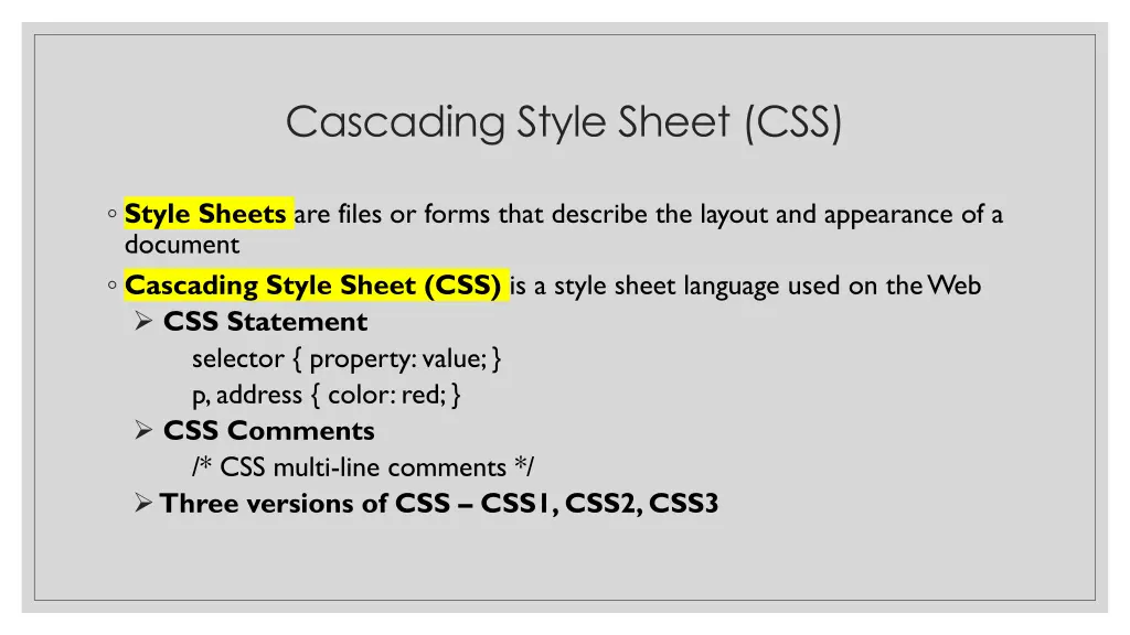 cascading style sheet css