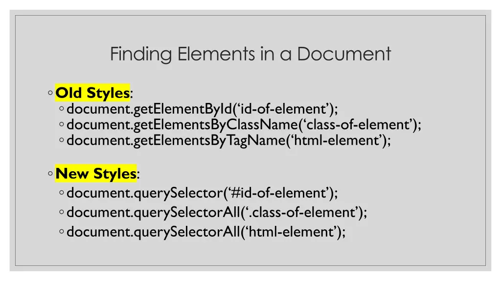 finding elements in a document
