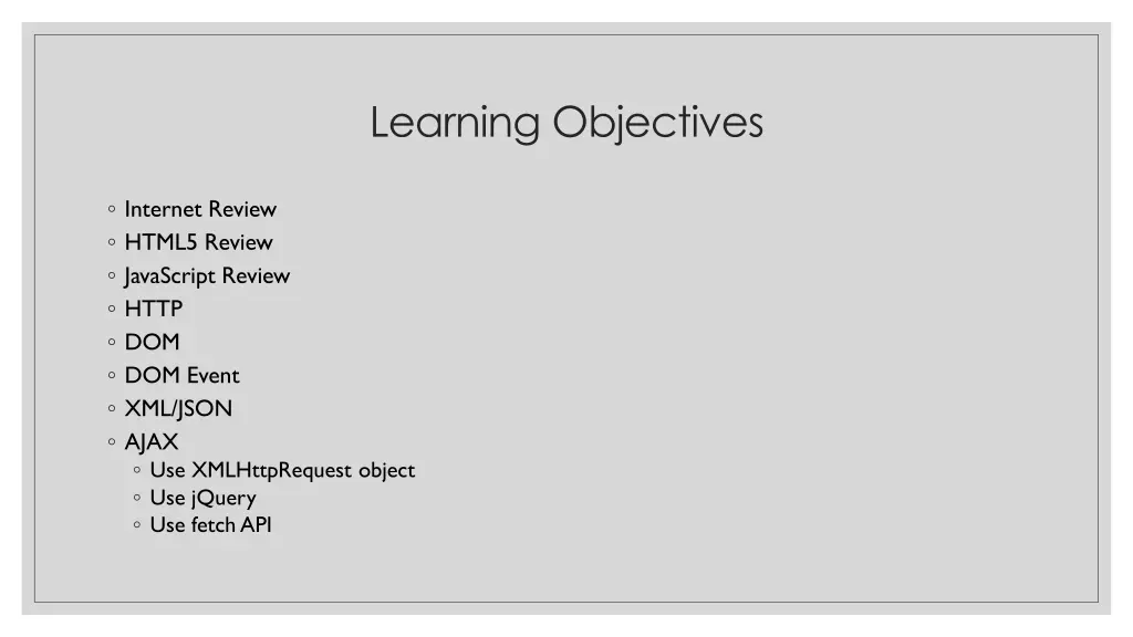 learning objectives