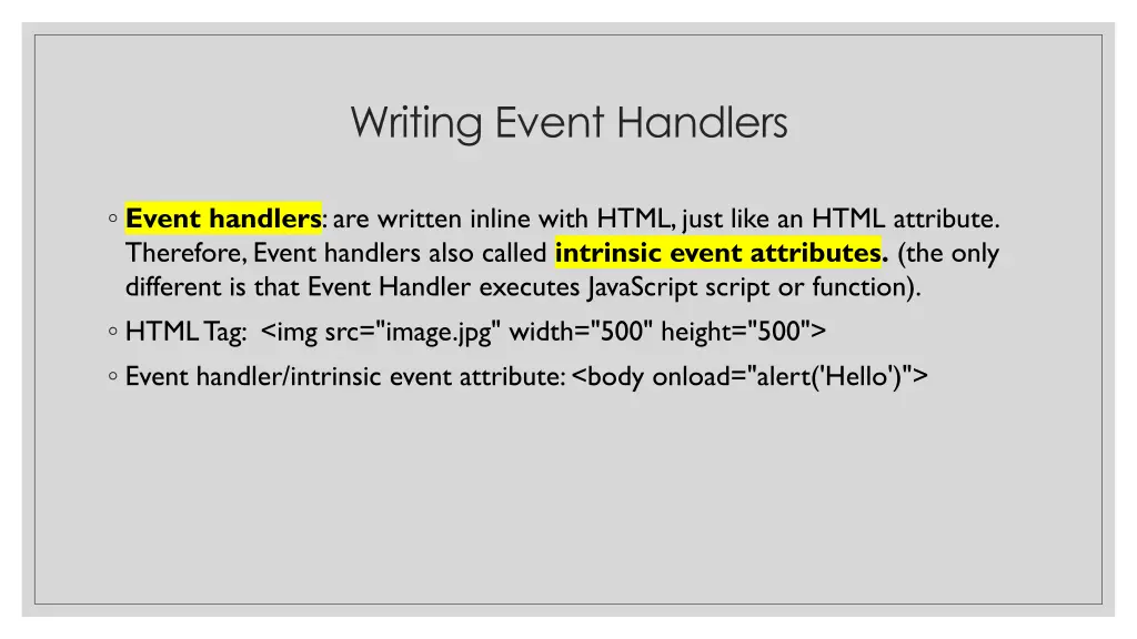 writing event handlers