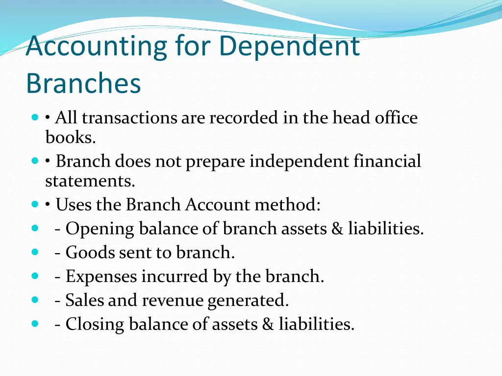 accounting for dependent branches