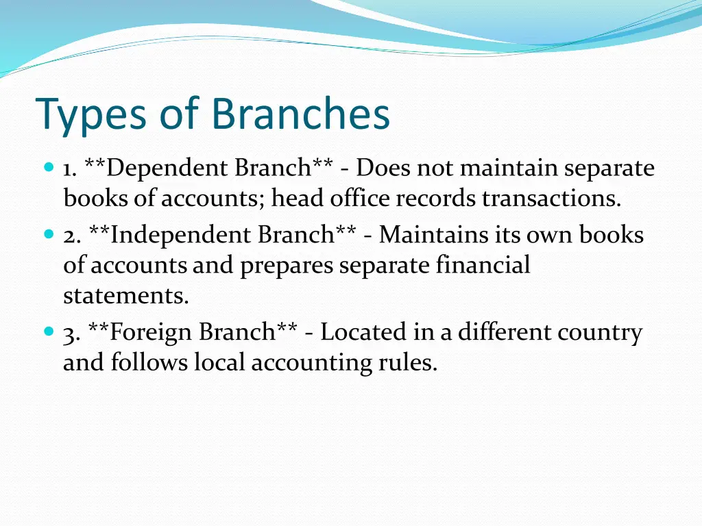 types of branches