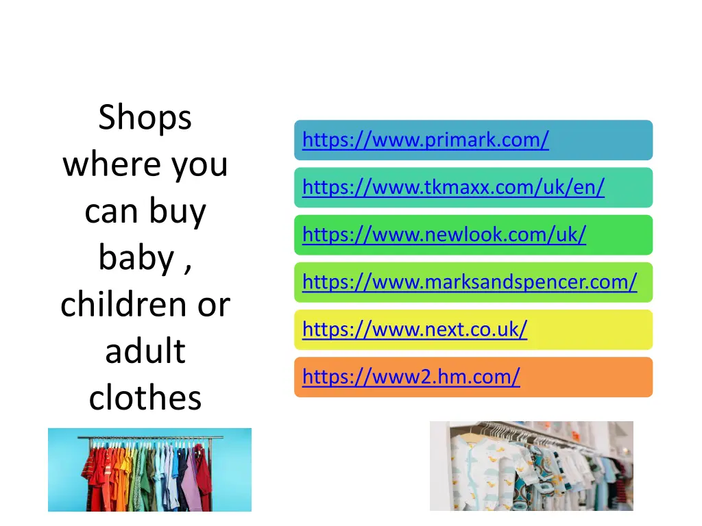 shops where you can buy baby children or adult