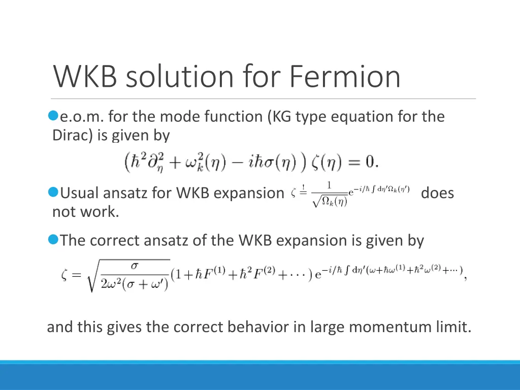 wkb solution for fermion