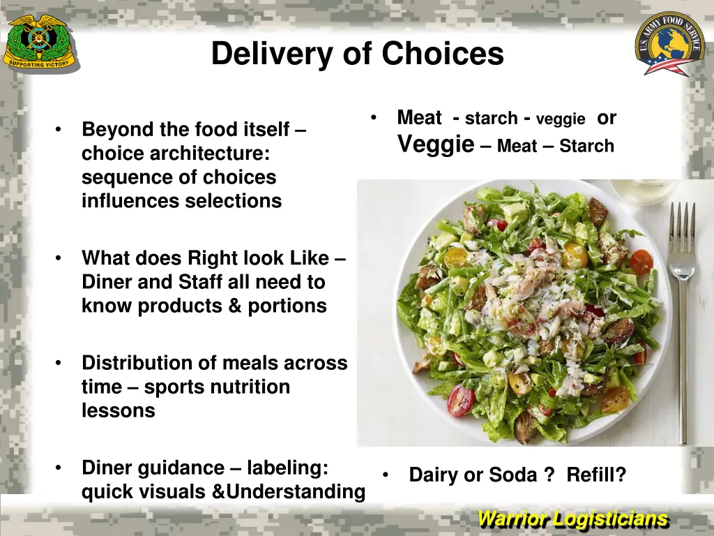 delivery of choices