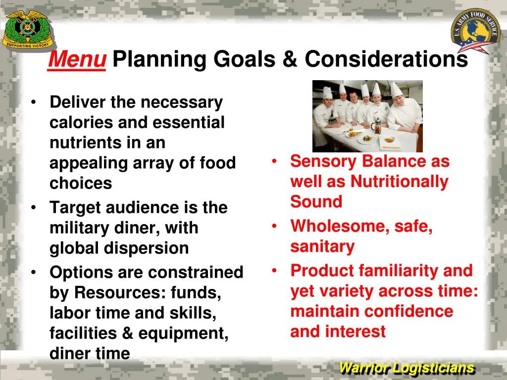 menu planning goals considerations