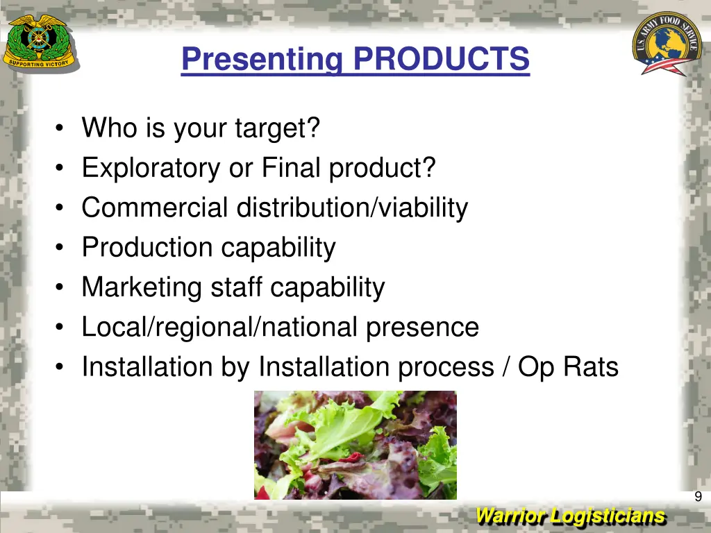 presenting products