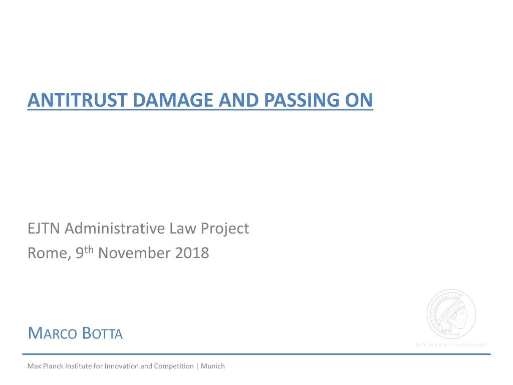 antitrust damage and passing on