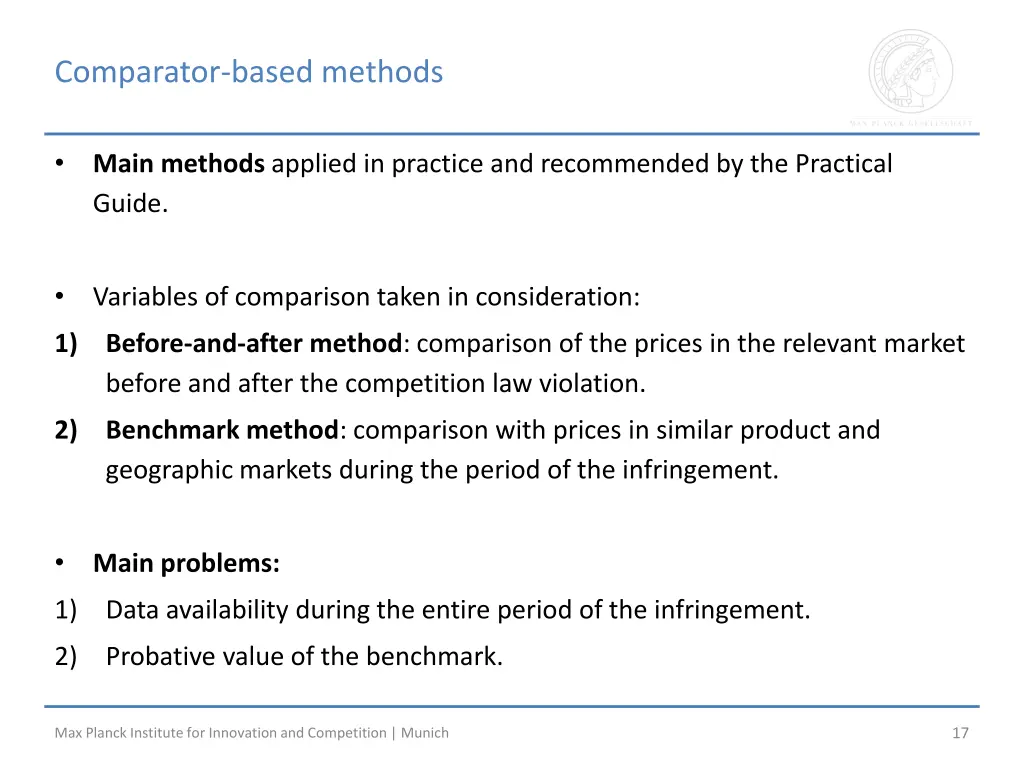 comparator based methods