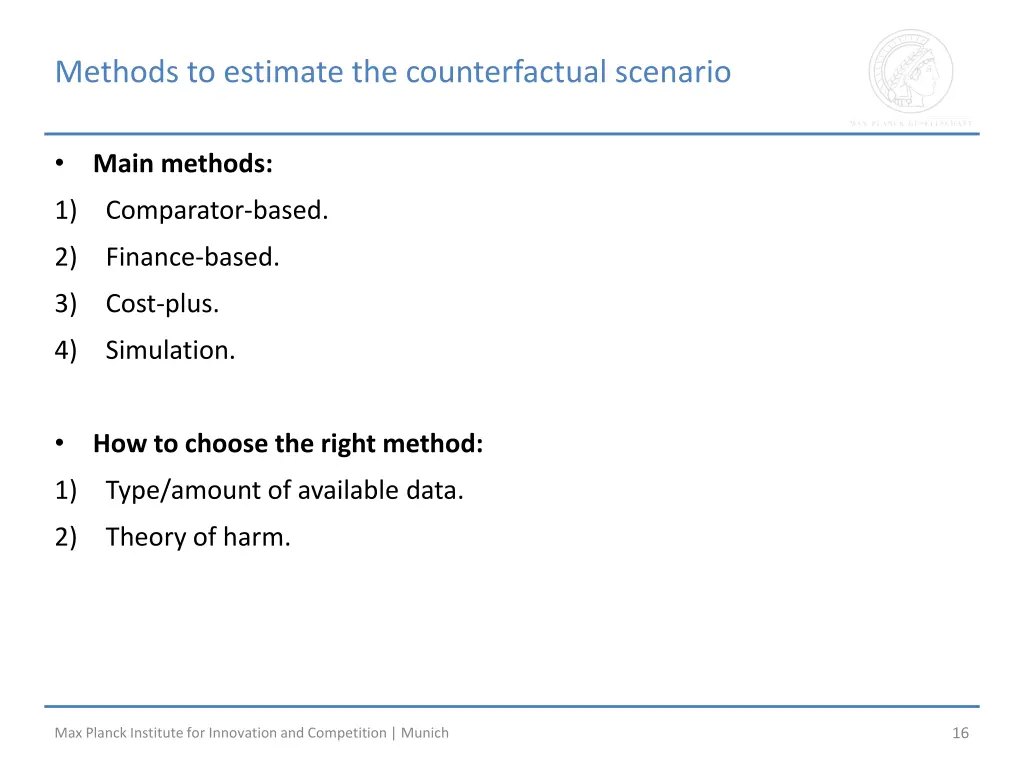 methods to estimate the counterfactual scenario
